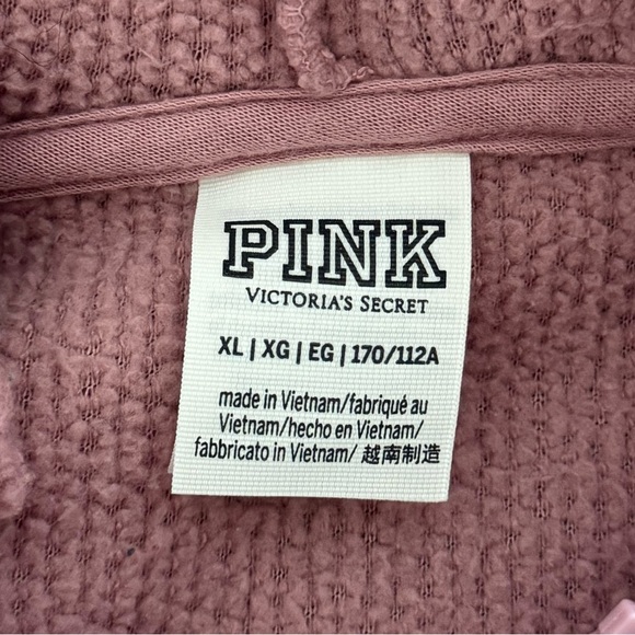 PINK Victoria's Secret Varsity Sherpa Half-zip Pullover Rose Pink - Picture 9 of 11